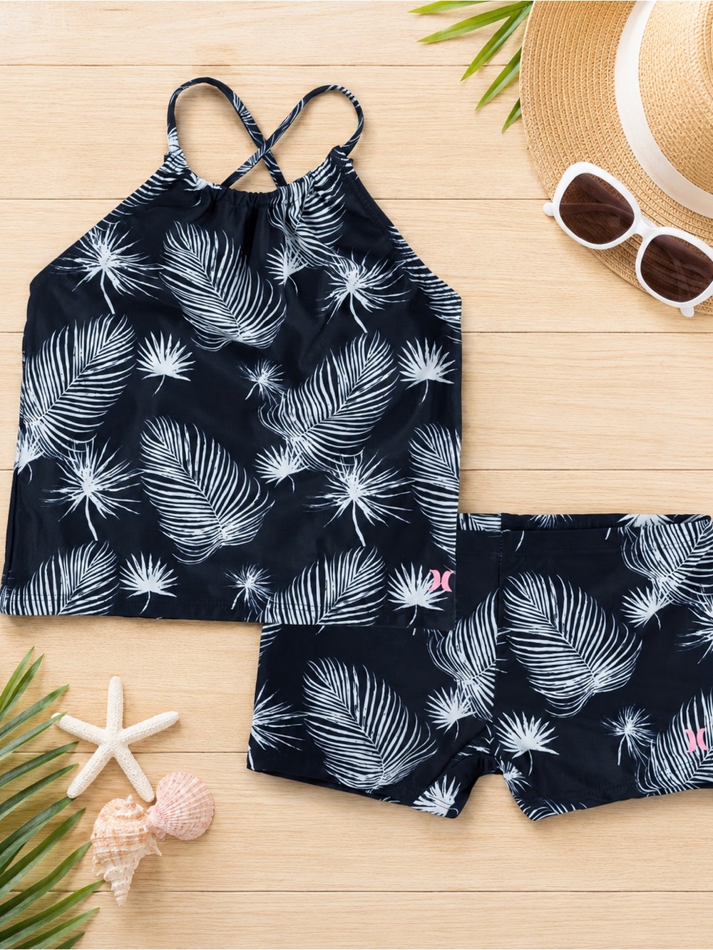 Hurley Girls 2-Piece Tankini Swimsuit Set | NWT | Size 12 | UPF 50+
